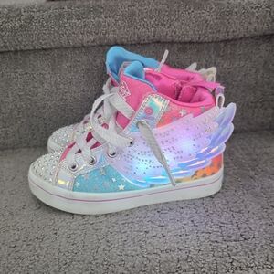 Skechers Girls Light-Up Winged Sneakers in Pink & Blue
